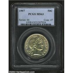 1907 50C MS63 PCGS. Despite a few obverse contact marks, a very attractive and presentable specimen.