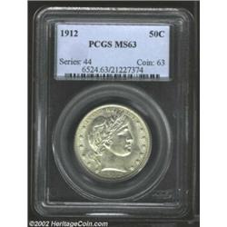 1912 50C MS63 PCGS. Full frosty surfaces with sharp strike and complete detail. This is a very attra