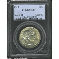 1912 50C MS64 PCGS. One obverse spot on the denticles at 1 o'clock, and couple of contact marks in t