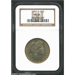 1912-D 50C MS64 NGC. The obverse has rich yellow-green patina, while the reverse has light lilac-oli