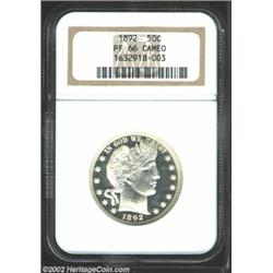 1892 50C PR66 Cameo NGC. This smooth Gem is a delight to behold. Both sides are devoid of toning as.