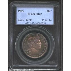 1905 50C PR67 PCGS. The NGC and PCGS certified population of this proof Half Dollar issue dwindles t