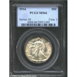 1916 50C MS66 PCGS. Someone must have lovingly preserved this outstanding Gem, the surfaces of which