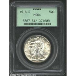 1916-D 50C MS64 PCGS. With satin-like surfaces, a nice strike and full brilliant luster, this is a v