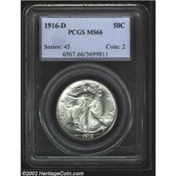 1916-D 50C MS66 PCGS. The 1916-D is the most available of the three first year Walking Liberty issue