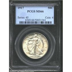 1917 50C MS66 PCGS. Magnificent in its luster, strike, and overall appearance. This is a satiny, pri