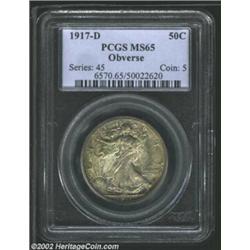 1917-D 50C Obverse MS65 PCGS. The '17-D is a scarcity in high grades despite the appearance of two G