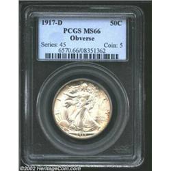 1917-D 50C Obverse MS66 PCGS. As noted above, high grade examples of this issue are very elusive, ev