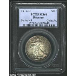 1917-D 50C Reverse MS64 PCGS. This piece is especially sharply defined with sharp details on Liberty