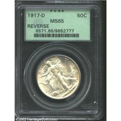 1917-D 50C Reverse MS65 PCGS. This coin boasts one of the sharpest strikes that this cataloger has s