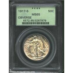 1917-S 50C Obverse MS65 PCGS. The difficulty that collectors will experience in locating a 1917-S Ob