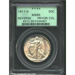 1917-S 50C Reverse MS65 PCGS. Ex: Pryor. This is an important representative of an early S-mint Walk