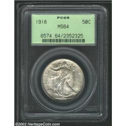 1918 50C MS64 PCGS. Light gray toning with exceptionally nice definition for the date. The surfaces.