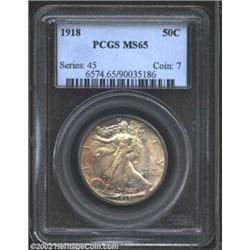 1918 50C MS65 PCGS. While generally available in circulated grades through the AU level, the 1918 is