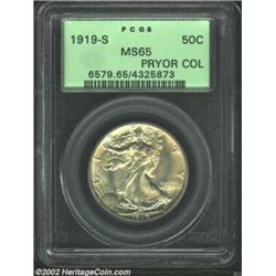 1919-S 50C MS65 PCGS. Ex: Pryor. Half Dollar production at the San Francisco Mint amounted to 1.5 mi