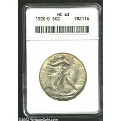 1920-D 50C MS63 ANACS. Whereas many poorly struck issues in this series can be explained by extended