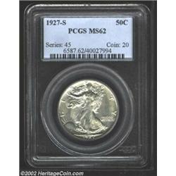 1927-S 50C MS62 PCGS. A brilliant and carefully preserved example that has full luster but a somewha