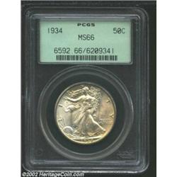 1934 50C MS66 PCGS. A boldly struck and lustrous Gem that has pleasing apricot-gold color. The rever