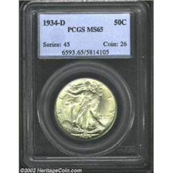 1934-D 50C MS65 PCGS. Well struck for this Denver Mint issue, this coin possesses one small scratch.