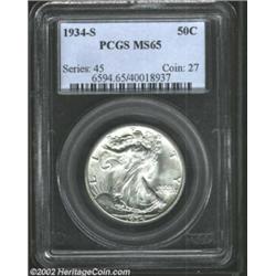 1934-S 50C MS65 PCGS. While the rarity of the 1934-S has been readjusted in recent years relative to