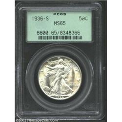 1936-S 50C MS65 PCGS. Full booming luster, sharp strike and frosty surfaces enhance the charm of thi