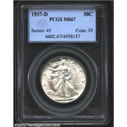 1937-D 50C MS67 PCGS. With a limited original mintage of only 1.7 million pieces, the 1937-D is unde