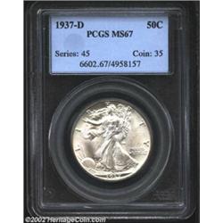 1937-D 50C MS67 PCGS. With a limited original mintage of only 1.7 million pieces, the 1937-D is unde