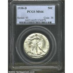 1938-D 50C MS66 PCGS. This is the lowest mintage issue of the 1930's for the Walking Liberty Half Do