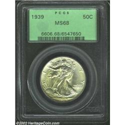 1939 50C MS68 PCGS. Although scarcer than most P-mint Walking Liberty Halves from the 1940s, the 193