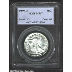 1939-D 50C MS67 PCGS. A superb Gem, well struck with highly lustrous and brilliant surfaces. PCGS ha