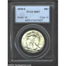 1939-S 50C MS67 PCGS. Well struck and brilliant, with amazing cartwheel luster and satin-finished su