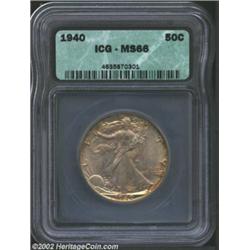 1940 50C MS66 ICG. Fully struck and free of any surfaces distractions, this Gem exhibits lovely, if.