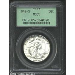 1940-S 50C MS65 PCGS. An attractive example with fully lustrous, frosty surfaces.From the Collection