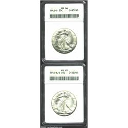 1941-S 50C MS64 ANACS, brilliant, lustrous, and immaculate with a typical strike; and a 1946-S/S MS6