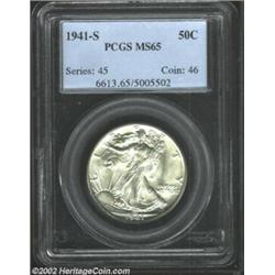 1941-S 50C MS65 PCGS. This is a fully lustrous and well struck example of this San Francisco Mint is