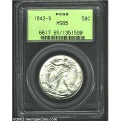 1942-S 50C MS65 PCGS. Attractive surfaces of satiny frost. From the Collection of Colonel Carmine Pe