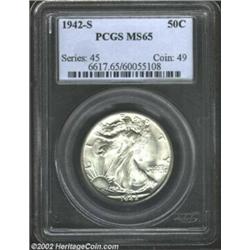 1942-S 50C MS65 PCGS. Sharp strike and fully frosted surfaces enhance the beauty of this Mint State.