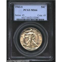 1942-S 50C MS66 PCGS. The luster on both sides is expectantly impressive for the premium quality Gem