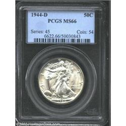 1944-D 50C MS66 PCGS. Sharply struck for this Denver Mint issue, with frosty surfaces and several ri