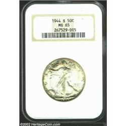 1944-S 50C MS65 NGC. A lovely example of this San Francisco Mint issue, with frosty surfaces and app