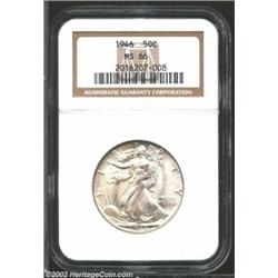 1946 50C MS66 NGC. Sharp strike with full skirt lines, frosty surfaces and attractive luster add a h