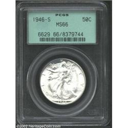 1946-S 50C MS66 PCGS. Superb surfaces and satiny frost enhance the overall appeal of this exquisite.