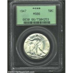 1947 50C MS66 PCGS. The final year of issue, possessing satiny surfaces and impressive grade.From th