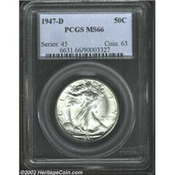 1947-D 50C MS66 PCGS. Sharp strike and booming luster characterize this impressive specimen. Importa