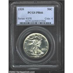 1939 50C PR66 PCGS. Brilliant throughout, the mirrored fields show unfathomable depth of reflectivit