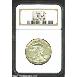 1940 50C PR67 NGC. Deeply reflective proof mirrors flash forcefully over each side while the surface