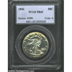 1941 50C PR65 PCGS. An attractive example of this variety without the designer's initials on reverse