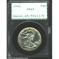 1941 50C PR65 PCGS. Fierce white surfaces draw in all available light and hypnotize the eye. Importa