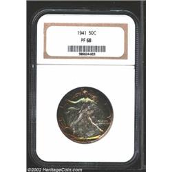 1941 50C PR68 NGC. A delightful proof Walker that has deeply mirrored, glassy fields over each side.