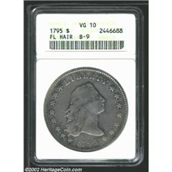 1795 S$1 Flowing Hair, Two Leaves VG10 ANACS. B-9, B-13, R.3. The 7 in the date is repunched east ne